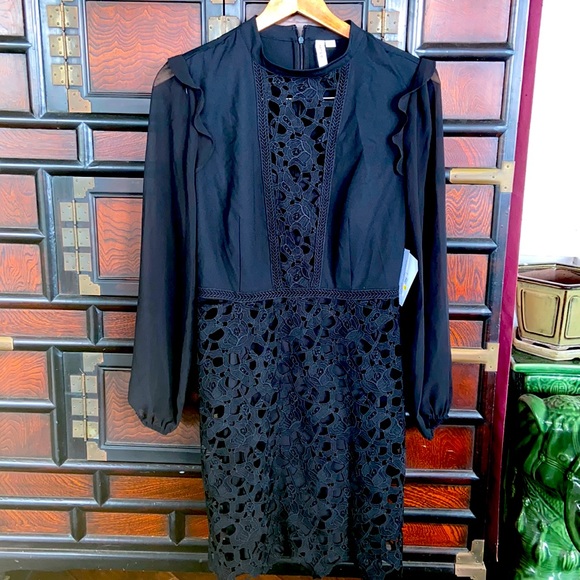 NWT KENSIE Black LACE DRESS medium new with tags RETAILS $198 - Picture 1 of 10